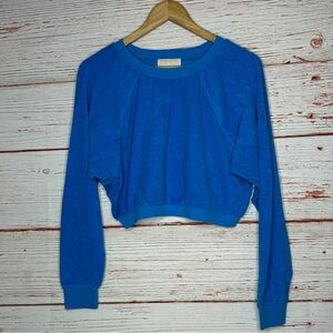 NWT Suzie Suzi Kondi Beach Terry Cropped Crew Top in Hawaiian Ocean Sz S